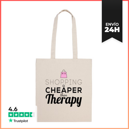Bolsa De Tela Shoping Is Cheaper Than Therapy LaTostadora - latostadora.com - Modalova