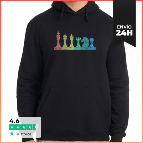 Sudadera Unisex Con Capucha Figuras De Piezas De Ajedrez Vintage - latostadora.com - Modalova