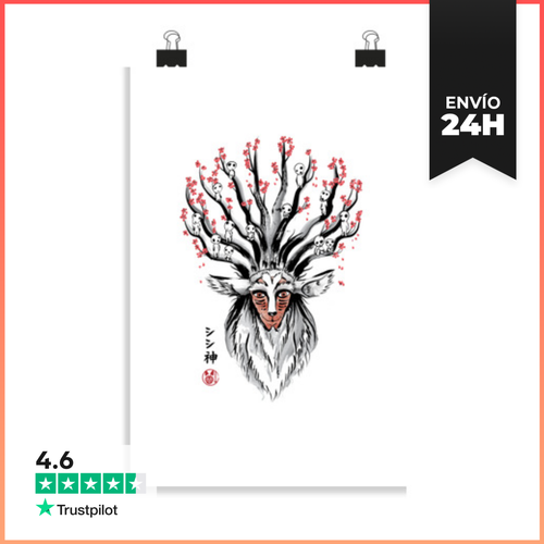 Póster Vertical The Deer God Sumi-e LaTostadora - latostadora.com - Modalova