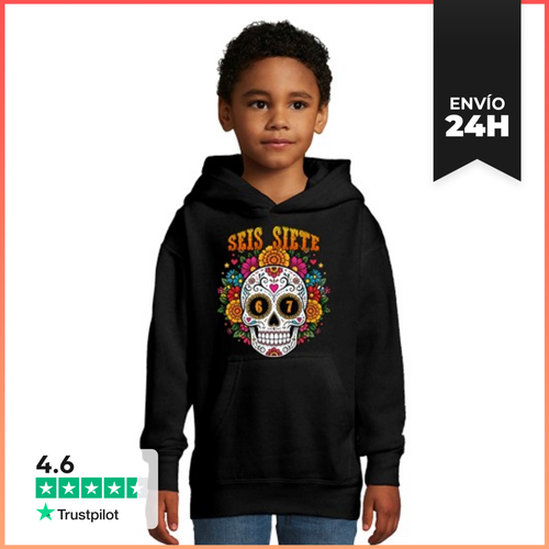 Sudadera Para Niños Con Capucha Días De Muertos Seis Siete - latostadora.com - Modalova