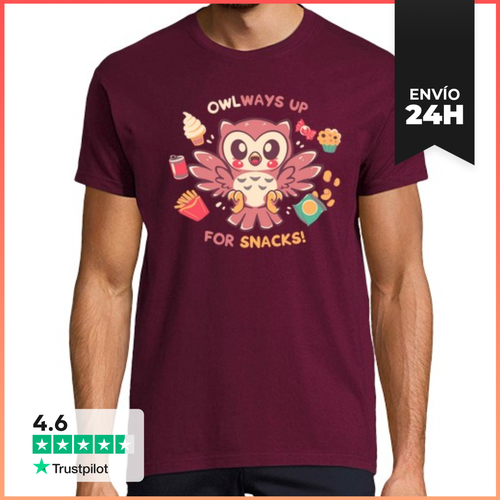 Camiseta Hombre Clásica Owlways Listo Para Comer Bocadillos - latostadora.com - Modalova