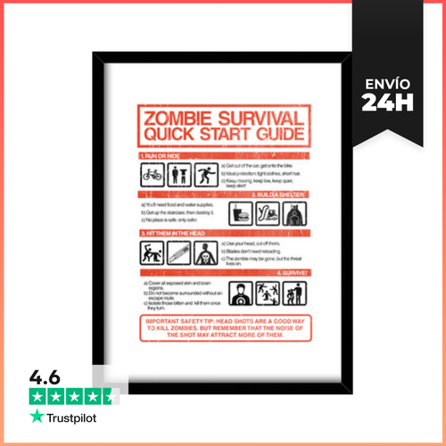 Cuadro Con Marco Vertical Zombie Survival Quick Start Guide - latostadora.com - Modalova