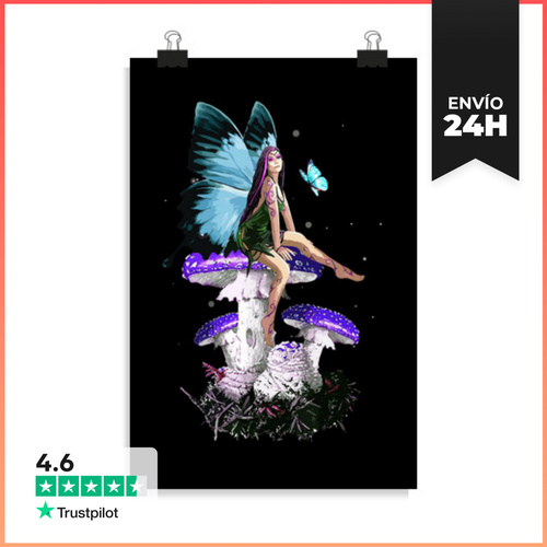 Póster Vertical Fairycore Hada Y Grunge De Champiñones - latostadora.com - Modalova