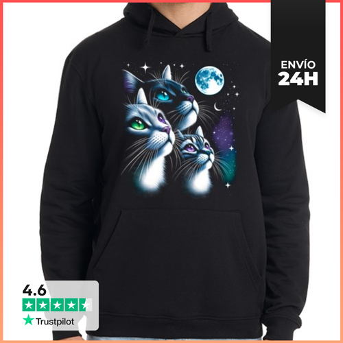 Sudadera Unisex Con Capucha Gatos A La Luz De La Luna Llena - latostadora.com - Modalova