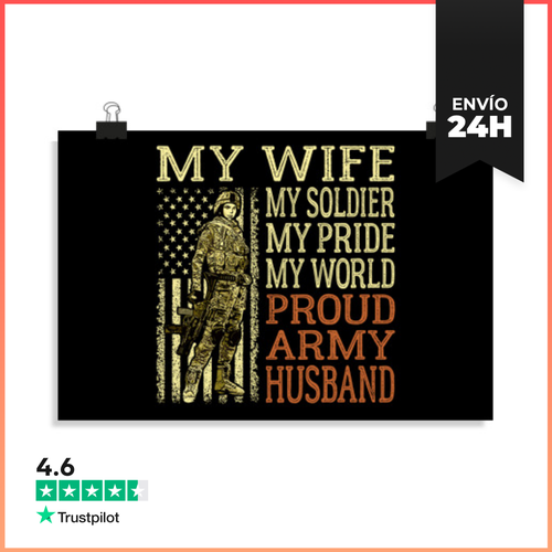 Póster Horizontal Mi Esposa Mi Soldado Héroe Orgulloso Ejército - latostadora.com - Modalova