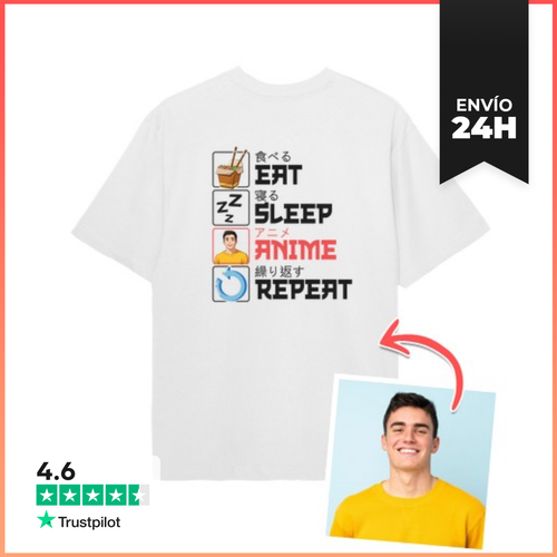 Camiseta Oversize Efecto Anime Camiseta Oversize Eat Sleep Anime - latostadora.com - Modalova