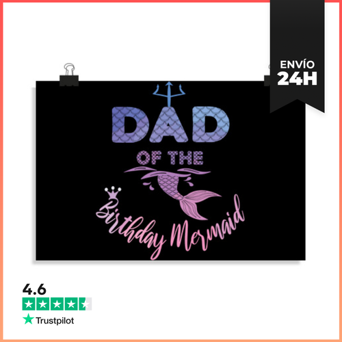 Póster Horizontal Papá De La Sirena De Cumpleaños Familia - latostadora.com - Modalova
