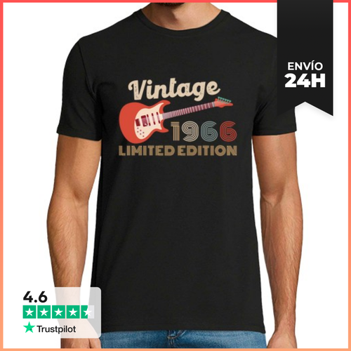 Camiseta Hombre Clásica Vintage 1966 Edición Limitada Guitarra - latostadora.com - Modalova