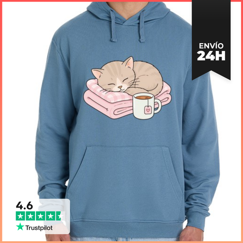 Sudadera Unisex Con Capucha Gatito Dormido Sobre Manta Rosa Con - latostadora.com - Modalova