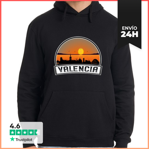 Sudadera Unisex Con Capucha Valencia Skyline Atardecer - latostadora.com - Modalova