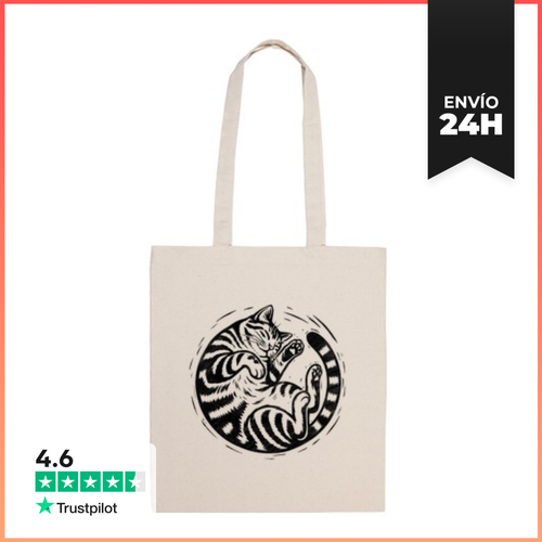 Bolsa De Tela Chat Tigré Lové - Linograbado LaTostadora - latostadora.com - Modalova