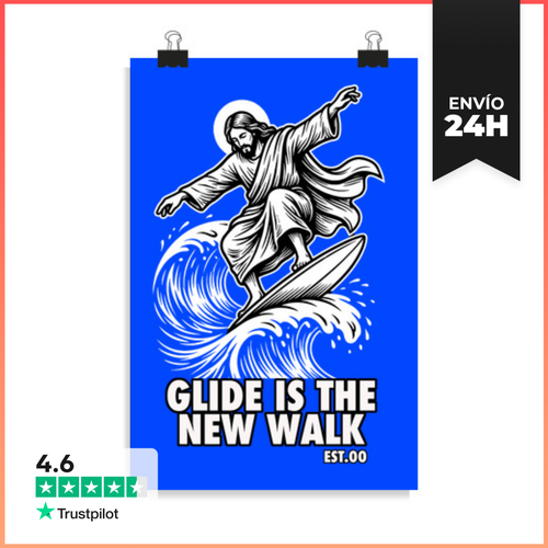 Póster Vertical Jesús Surfista - Nuevo Paseo Deslizante - Meme De - latostadora.com - Modalova