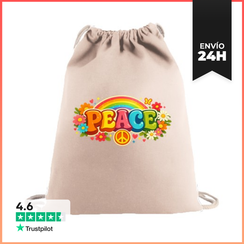 Mochila Saco Con Cuerdas Paz Arcoíris Y Flores LaTostadora - latostadora.com - Modalova