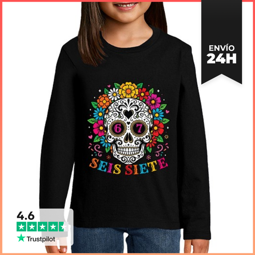 Camiseta Manga Larga Para Niños Seis Siete 67 Meme Muertos Día De - latostadora.com - Modalova