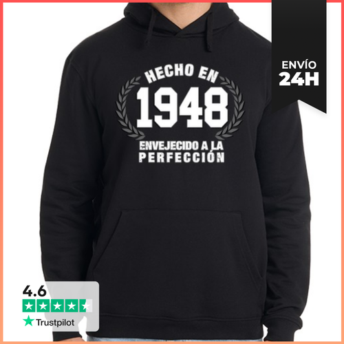 Sudadera Unisex Con Capucha Hecho En 1948 Envejecido A La - latostadora.com - Modalova