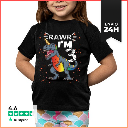 Camiseta Clásica Para Niños 3er Cumpleaños Dinosaurio T Rex - latostadora.com - Modalova