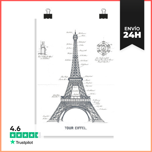 Póster Vertical Torre Eiffel Torre-eiffel Gustave Planos Club - latostadora.com - Modalova