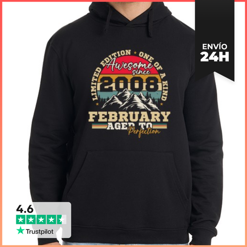 Sudadera Unisex Con Capucha Febrero 2008 Vintage Cumpleaños 2008 - latostadora.com - Modalova