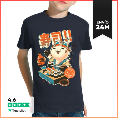 Camiseta Clásica Para Niños Sushi Chef - Cute Kitchen Kitty - latostadora.com - Modalova