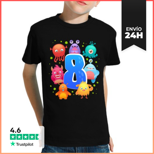 Camiseta Clásica Para Niños 8vo Cumpleaños Monstruo Monstruo De - latostadora.com - Modalova