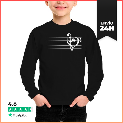 Camiseta Manga Larga Para Niños Corazón De La Música - Versión - latostadora.com - Modalova