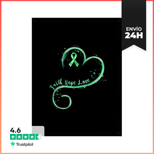 Cuadro Con Marco Vertical Fe Esperanza Amor Cinta Verde Mental - latostadora.com - Modalova