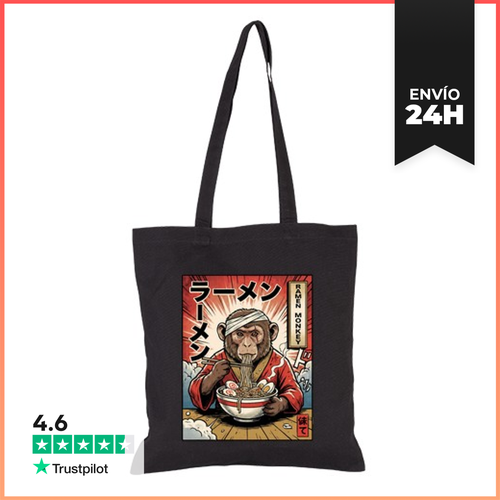 Bolsa De Tela Mono Comiendo Ramen De Pop Art Japonés LaTostadora - latostadora.com - Modalova