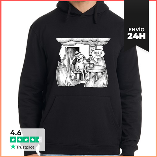Sudadera Unisex Con Capucha This Is Fine Monocromo - Sudadera - latostadora.com - Modalova