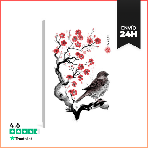 Lienzo Vertical Little Sparrow Sumi-e LaTostadora - latostadora.com - Modalova