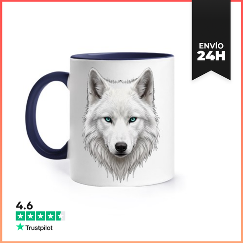 Taza De Colores Ilustración De Lobo Blanco Cabeza De Lobos - latostadora.com - Modalova