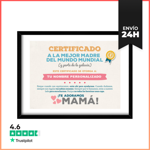 Cuadro Con Marco Horizontal Certificado A La Mejor Madre Del - latostadora.com - Modalova