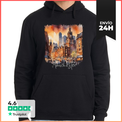 Sudadera Unisex Con Capucha Acuarela De Manchester, Manchester - latostadora.com - Modalova