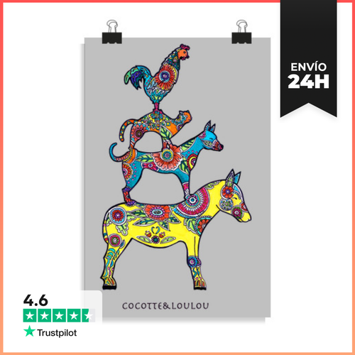 Póster Vertical Los Músicos De Bremen LaTostadora - latostadora.com - Modalova
