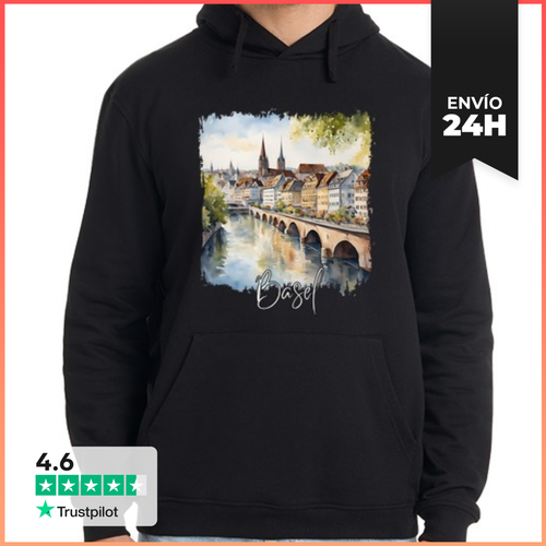 Sudadera Unisex Con Capucha Acuarela De Basilea, Basilea Suiza - latostadora.com - Modalova