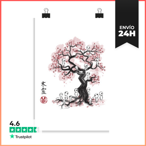 Póster Vertical Forest Spirits Sumi-e LaTostadora - latostadora.com - Modalova