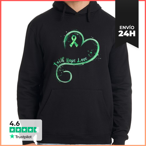 Sudadera Unisex Con Capucha Fe Esperanza Amor Cinta Verde Mental - latostadora.com - Modalova