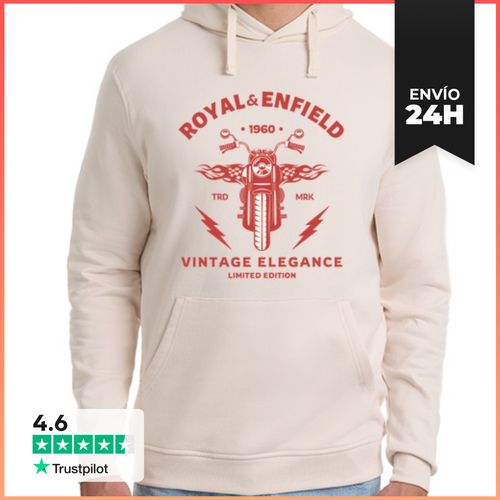 Sudadera Unisex Con Capucha Royal Enfield 1960 Vintage Elegance - latostadora.com - Modalova