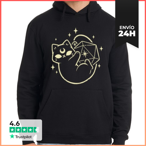 Sudadera Unisex Con Capucha Lindo Gato Negro Mágico D20 - latostadora.com - Modalova