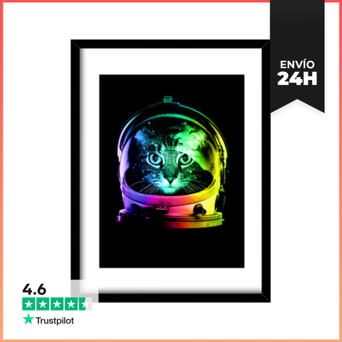 Cuadro Con Marco Vertical Gato Astronauta LaTostadora - latostadora.com - Modalova