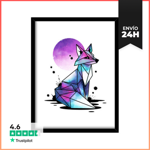 Cuadro Con Marco Vertical Renard Polygonal Acuarela LaTostadora - latostadora.com - Modalova