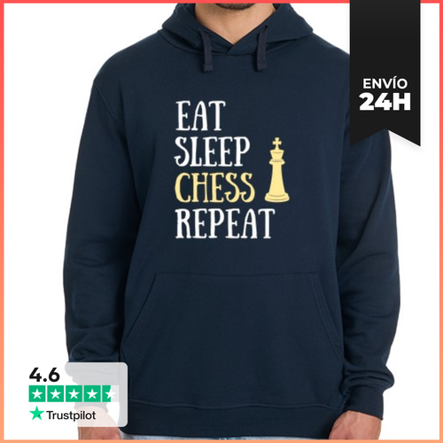 Sudadera Unisex Con Capucha Comer Dormir Ajedrez Humor - latostadora.com - Modalova