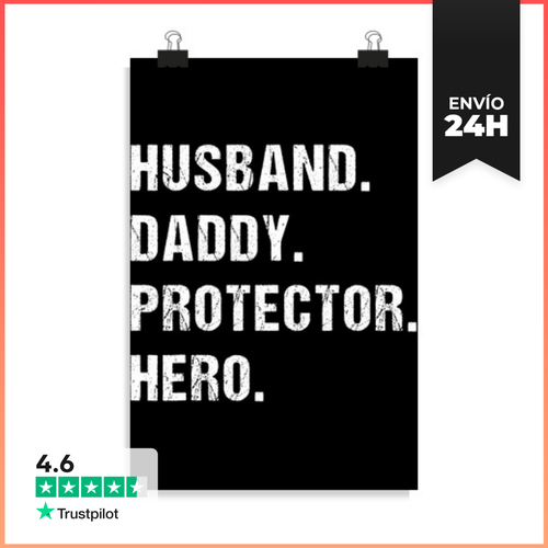 Póster Vertical Esposo Papá Protector Héroe Cumpleaños - latostadora.com - Modalova
