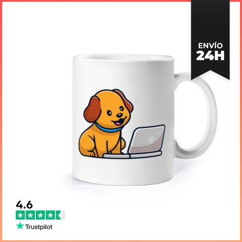 Taza Perro Pequeño Con Su Laptop LaTostadora - latostadora.com - Modalova