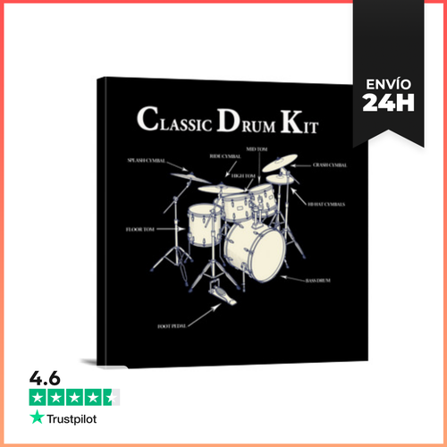 Lienzo Cuadrado Anatomía Batería Clásica Instrumentos De Música - latostadora.com - Modalova