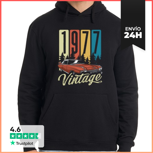 Sudadera Unisex Con Capucha Coche Cumpleaños Vendimia 1977 - latostadora.com - Modalova