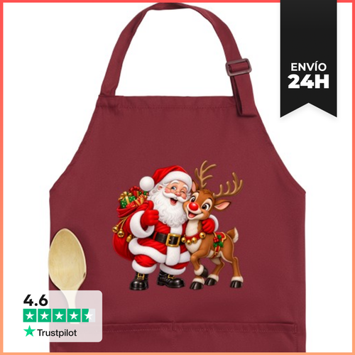 Delantal Premium Con Bolsillo Papá Noel Y Rodolfo 2 LaTostadora - latostadora.com - Modalova