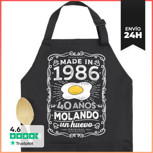 Delantal Premium Con Bolsillo 1986. 40 Años Molando Un Huevo - latostadora.com - Modalova