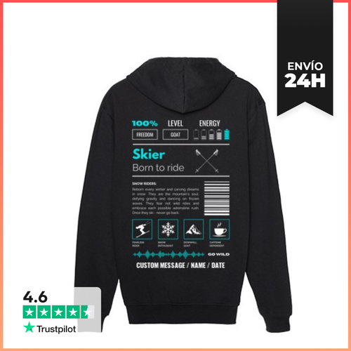 Sudadera Unisex Con Capucha SKIER 2 - TEXTO PERSONALIZADO - latostadora.com - Modalova