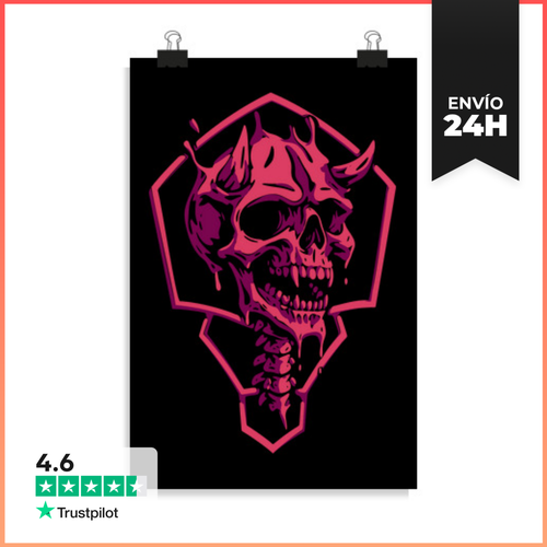 Póster Vertical Craneo Con Cuernos Rojo LaTostadora - latostadora.com - Modalova