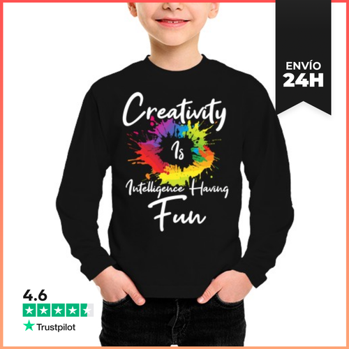 Camiseta Manga Larga Para Niños La Creatividad Es Inteligencia - latostadora.com - Modalova